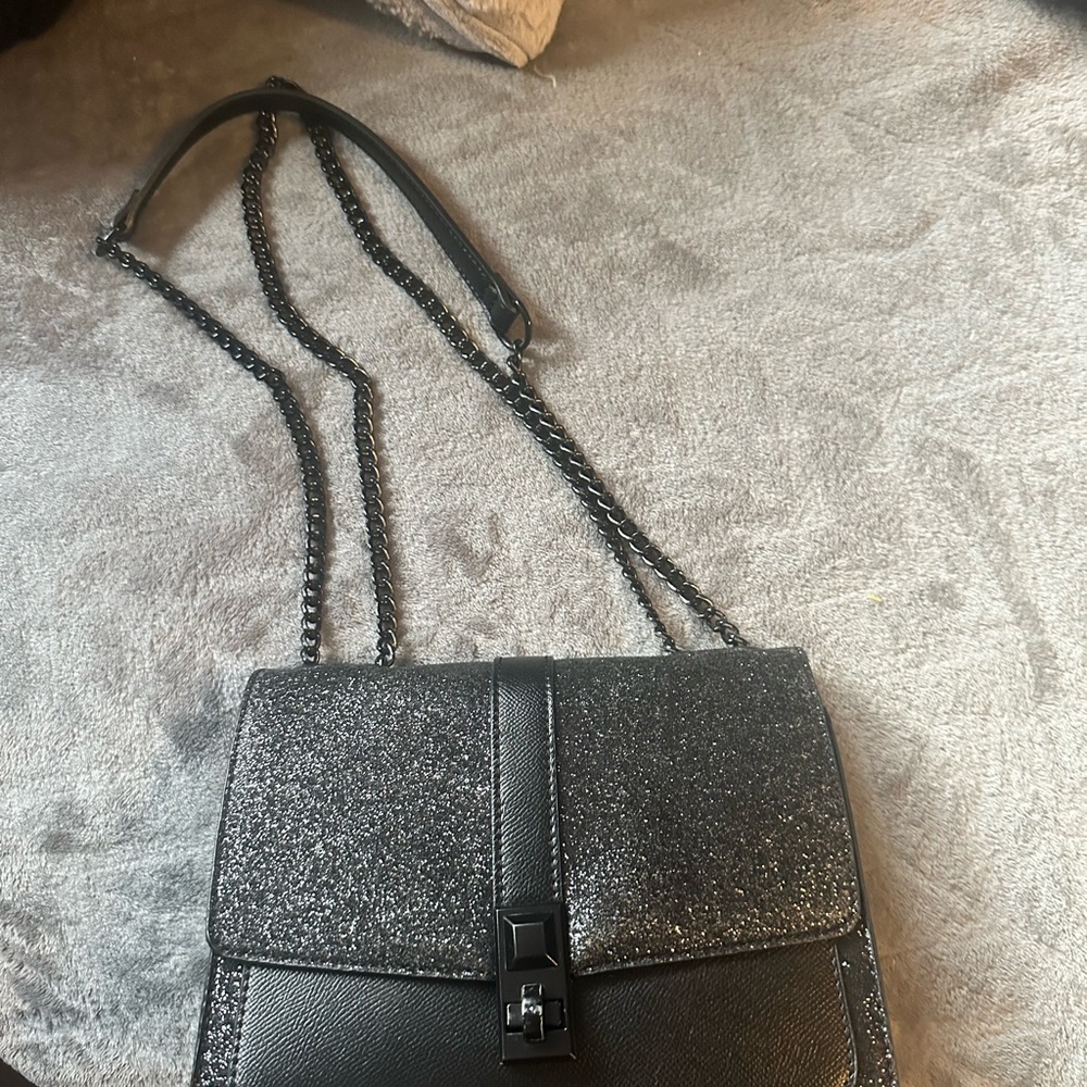 Aldo Black Glitter Shoulder Bag